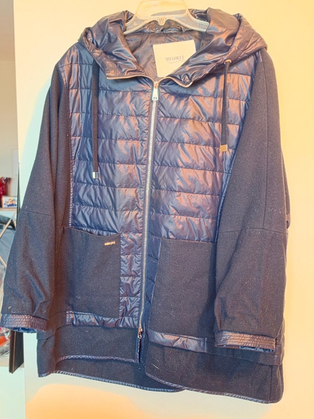 MIEGOFCE Mixed Media Hooded Puffer & Wool Fleece Jacket Coat Size 56